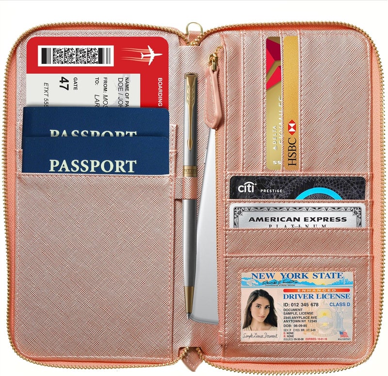 Apadi Travel Document Organizer - RFID Passport Wallet Case Family Holder Id Wristlet - Image 4